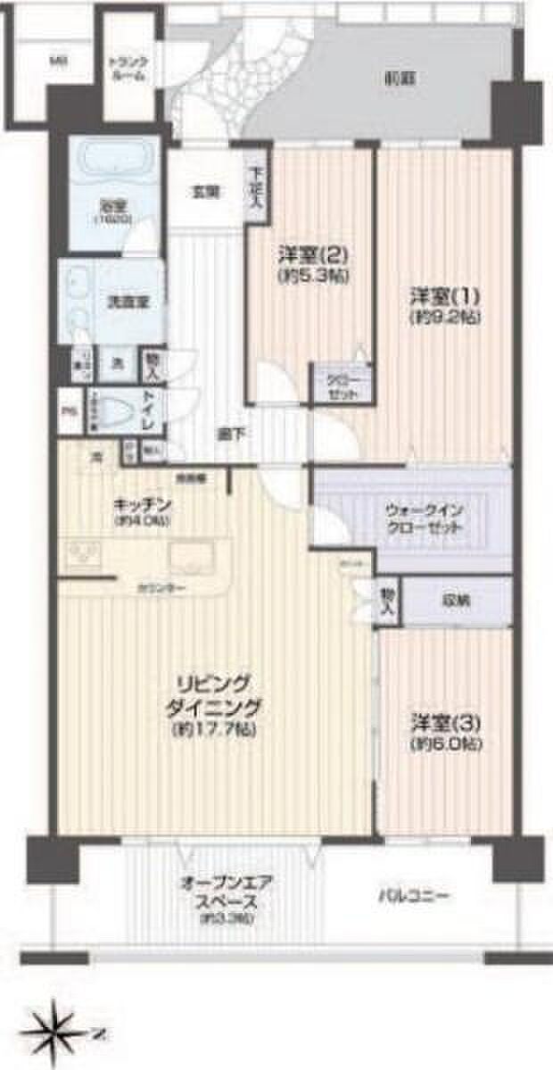 レイディアントシティ横濱カルティエ7(3LDK) 7階の間取り図