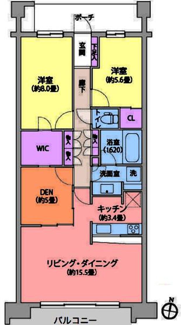 プライズ・ヒル5番館(2SLK) 8階の間取り図