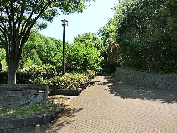 飯島南公園まで884m、高台にあり、天気が良ければ富士山が見えることも!?　斜面に位置したこの公園には、所々に遊具が隠れています。
