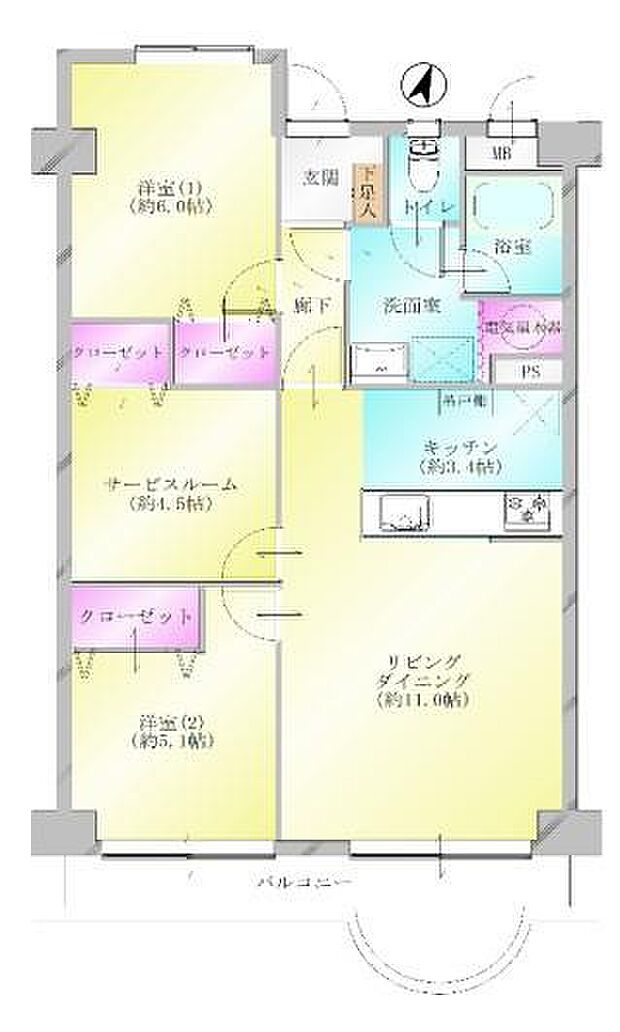 シーアイマンション東戸塚B棟ペット飼育可能(2SLDK) 5階の内観