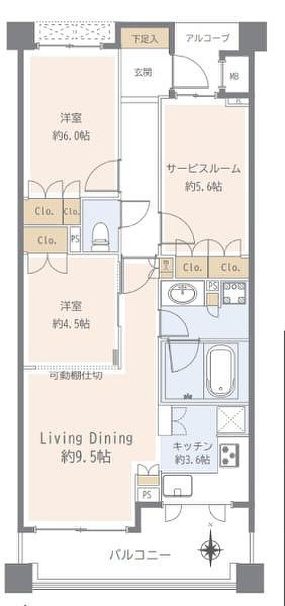 グランスイート横濱山手ペット飼育可能収納豊富(3LDK) 3階の間取り図