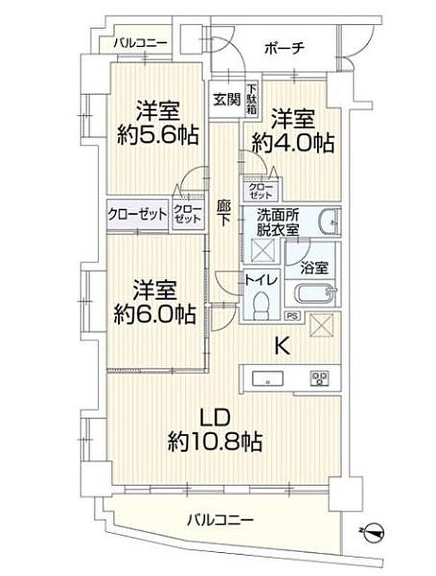 ナイスアーバン新川崎ステイツ(3LDK) 2階の間取り図