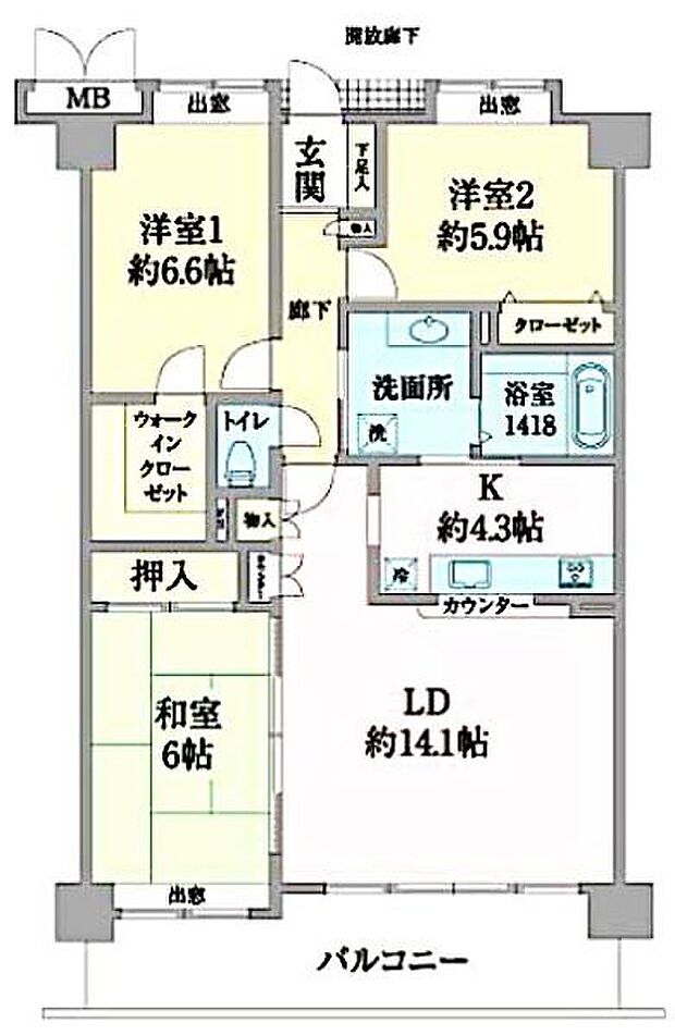 エクセレント成田パークサイド弐番館(3LDK) 3階の内観