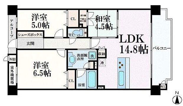 レ・ジェイド伏見中書島(3LDK) 2階の間取り図