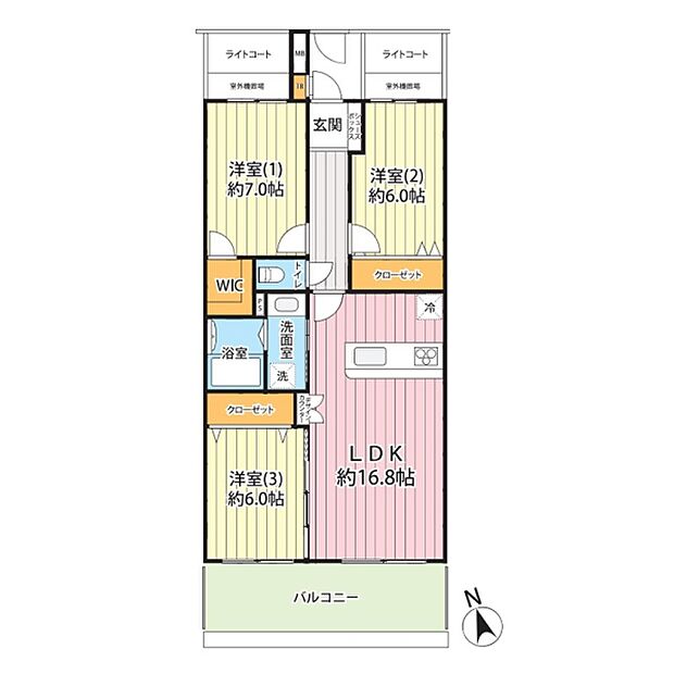 コープ鎌倉(3LDK) 4階の間取り図