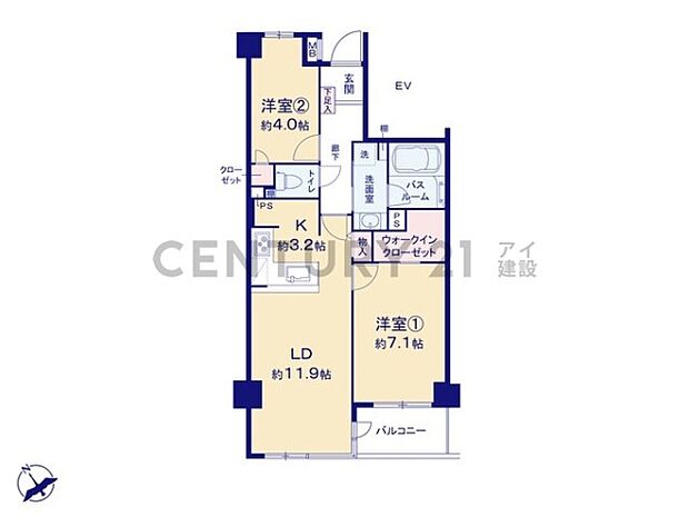 横浜妙蓮寺シティハウス(2LDK) 5階の間取り図