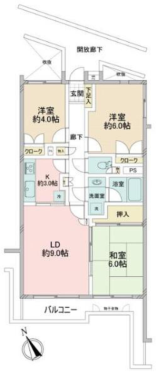 相武台北パークホームズ(3LDK) 4階の間取り図