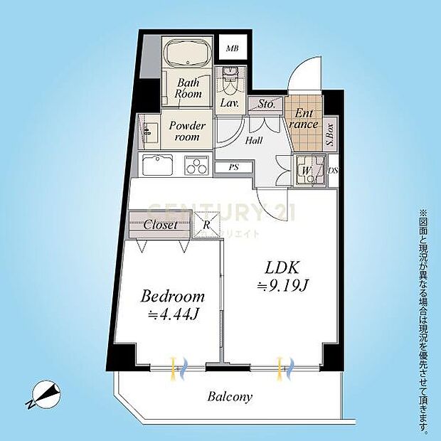 間取図／10階部分北西向き角住戸1LDK、眺望良好です！リノベーションにより室内・設備が一新され新築同様にお住まいいただけます。ペットと一緒に暮らせます！