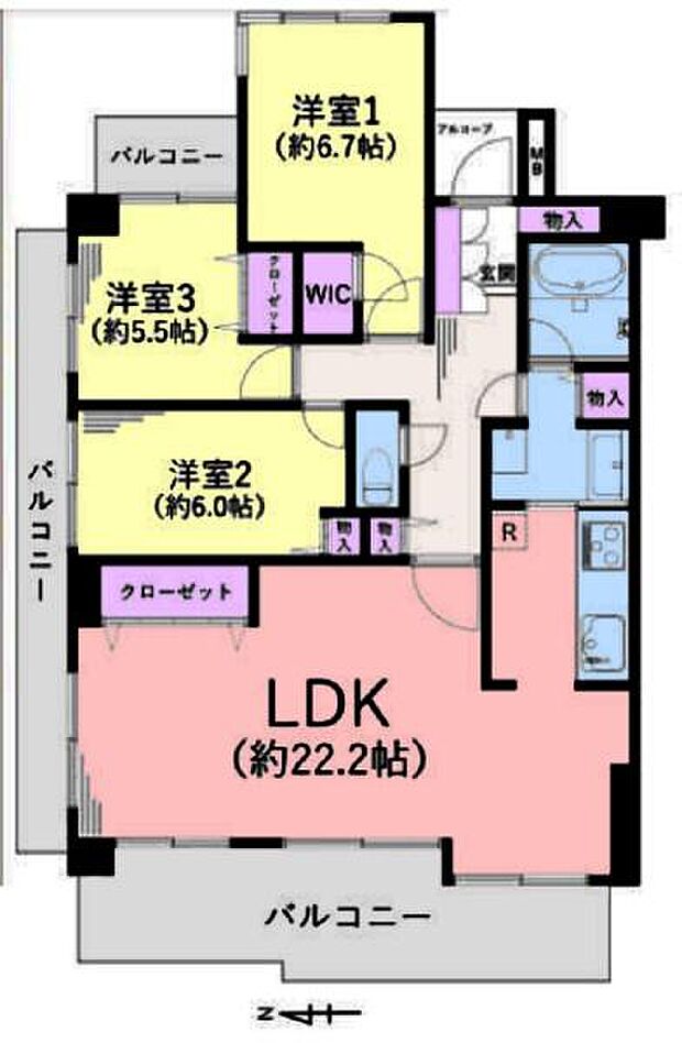 サンヴェール磯子(3LDK) 1階の間取り図