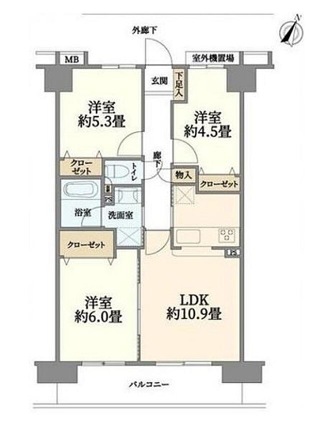 横浜南太田ホームズ(3LDK) 3階の内観