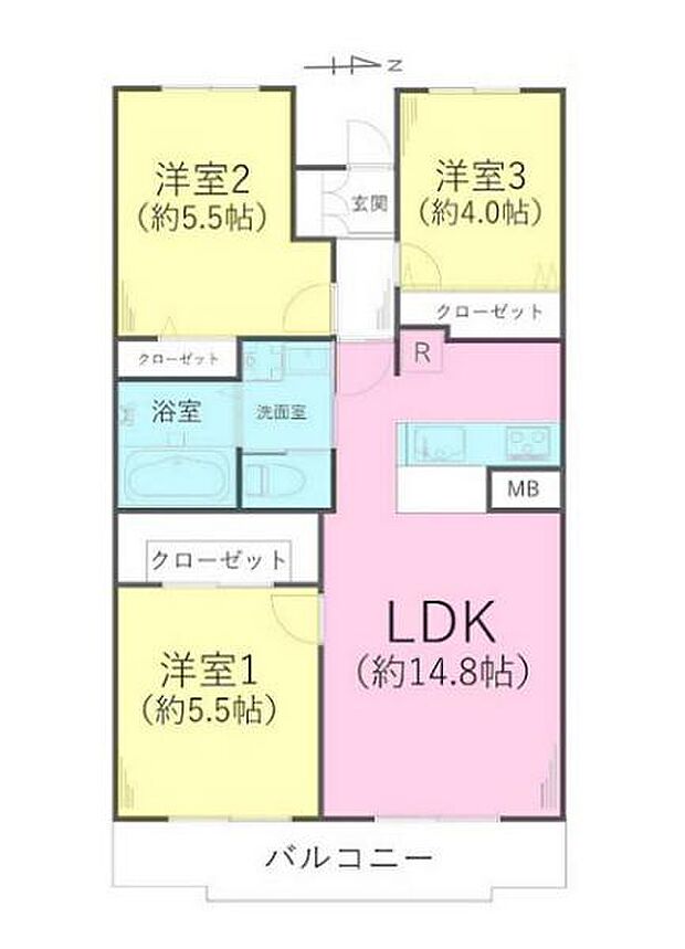 グランビスタ横浜三ツ沢(3LDK) 3階の内観