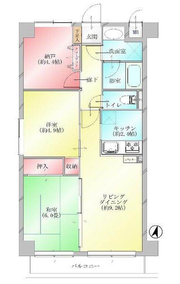 マイキャッスル武蔵小杉(2SLDK) 2階の間取り図