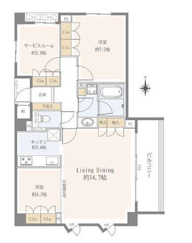 グランスイート横濱山手(2SLDK) 4階の間取り図