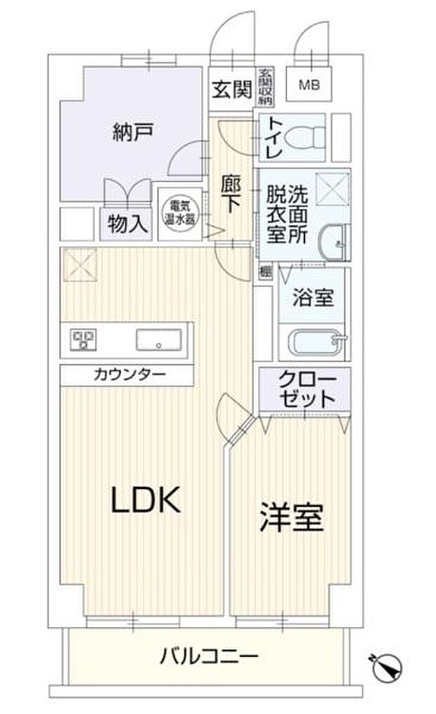 ライオンズマンション片倉町(1SLDK) 4階の間取り図