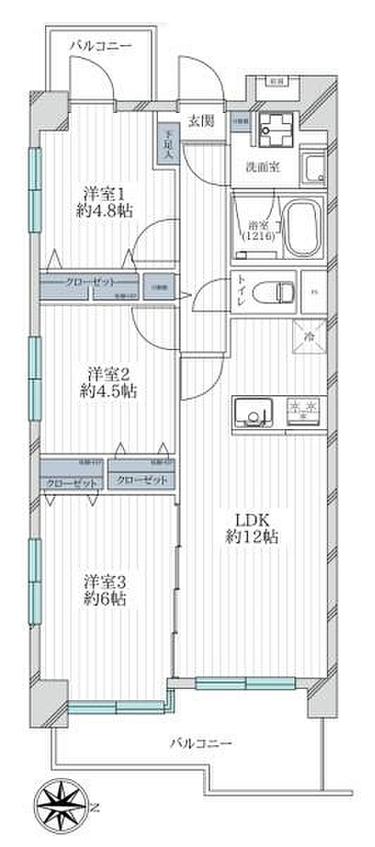クラッセ川崎(3LDK) 8階の間取り図