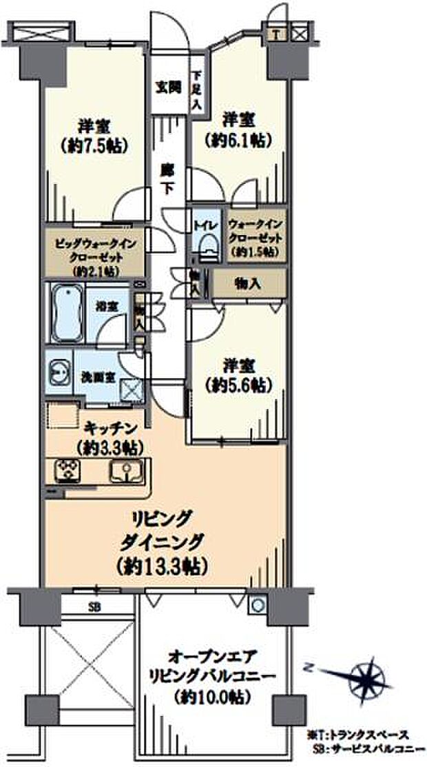 ルネサンス戸塚テラス(3LDK) 6階の間取り図