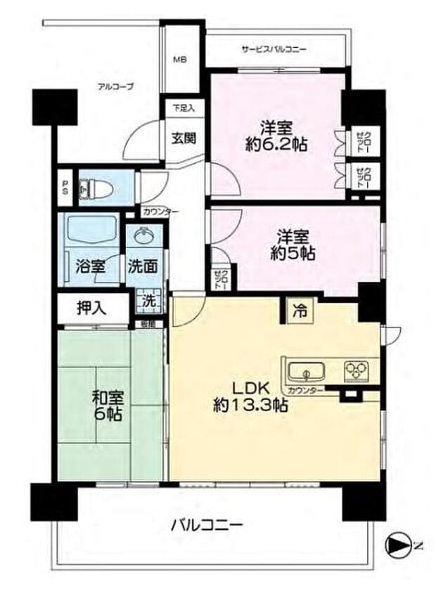 デイパーク横濱綱島(3LDK) 7階の内観