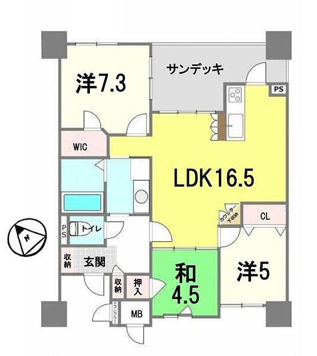 アメニティ南草津8(3SLDK) 8階の間取り図