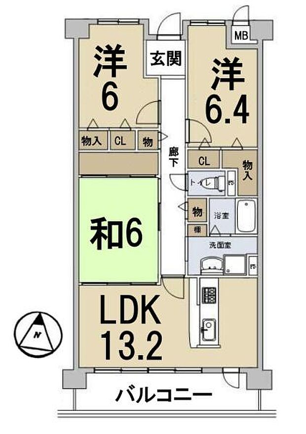 シティオ大津石山(3LDK) 2階の間取り図