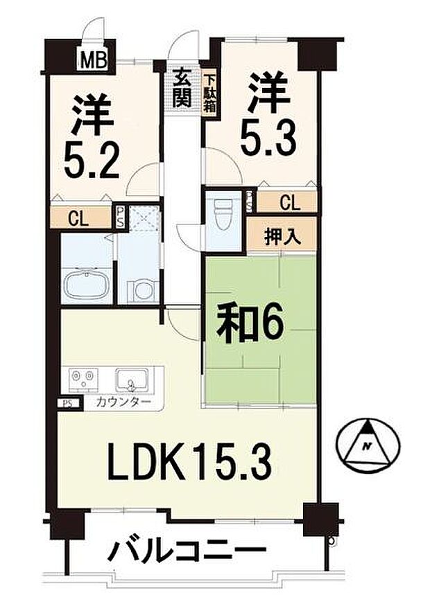 ラフィーネ瀬田(3LDK) 2階の間取り図