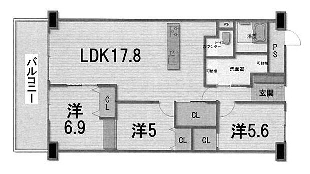 シャルマンコーポ草津(3LDK) 2階の間取り図