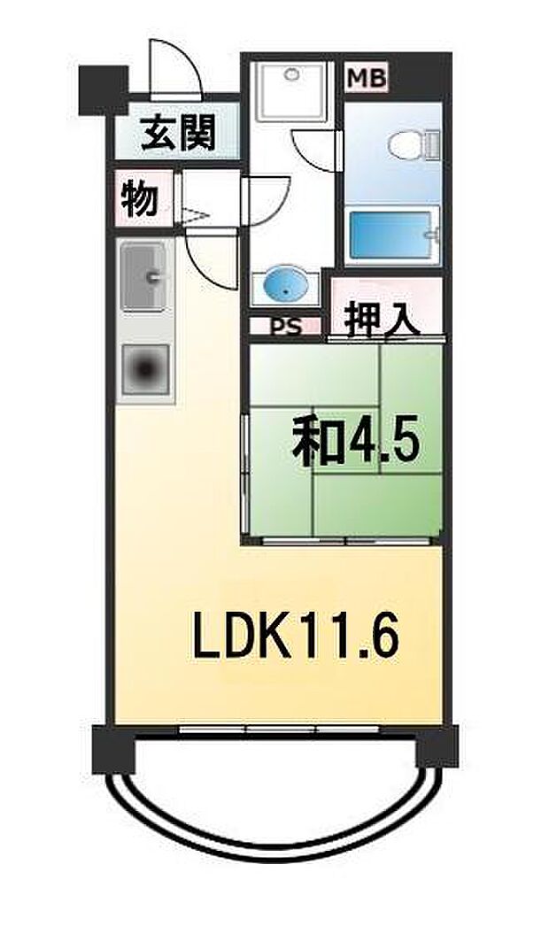 琵琶湖アーバンリゾート1番館(1LDK) 13階の間取り図
