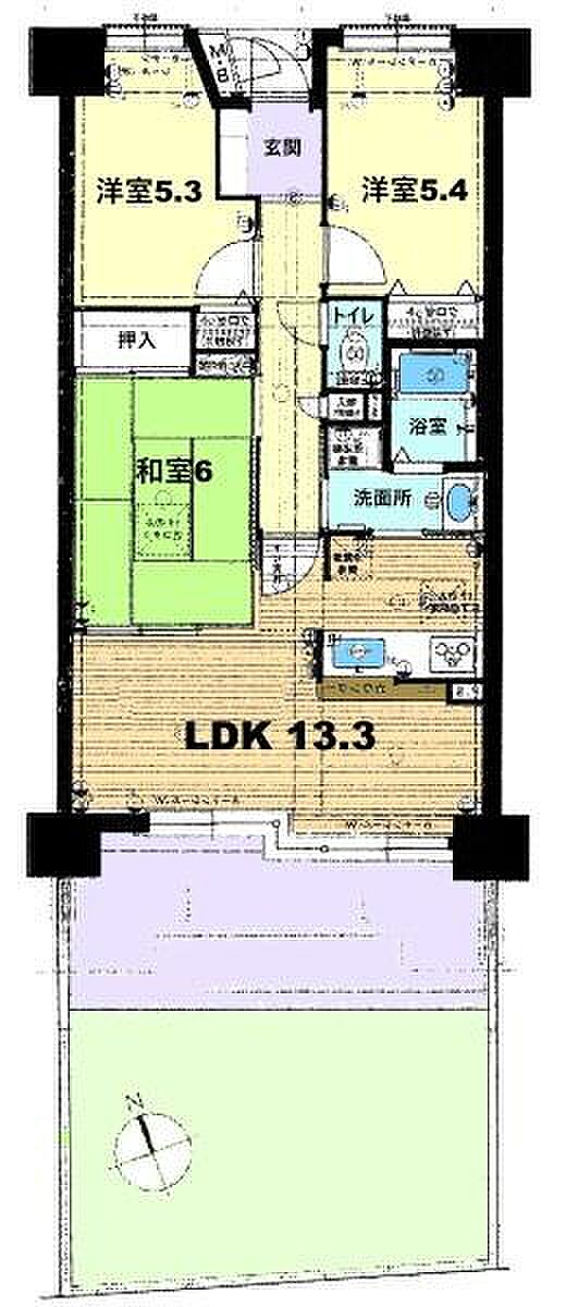 フォルクローレ草津東(3LDK) 1階の間取り図