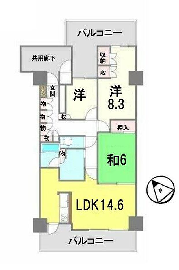 パークシティ大津(3LDK) 8階の間取り図