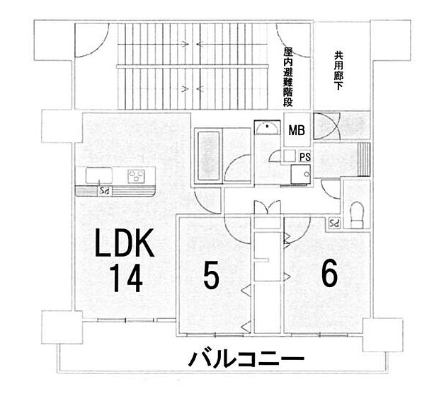 プレサンスロジェ草津大路(2LDK) 11階の間取り図