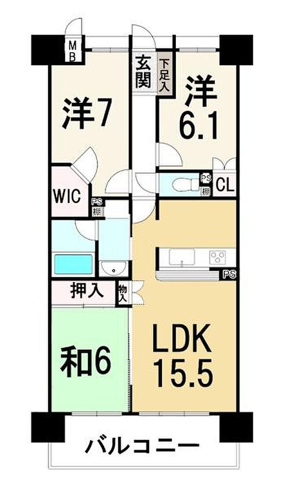 シャリエ草津大路(3SLDK) 2階の間取り図