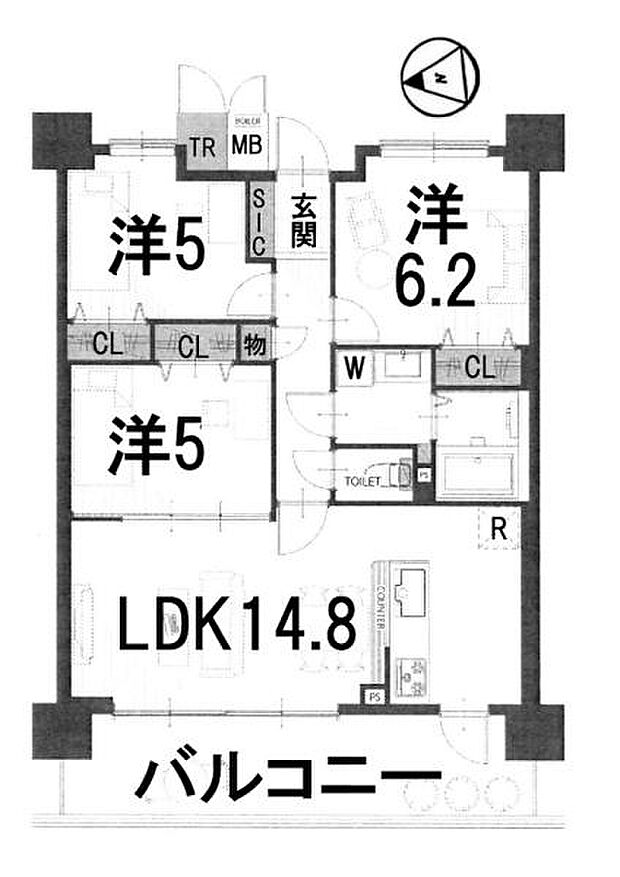 パデシオン浜大津(3LDK) 2階の間取り図