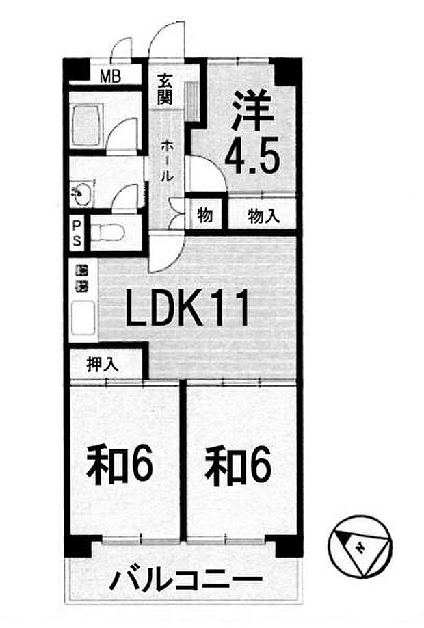 守山アーバンライフ(3LDK) 6階の間取り図