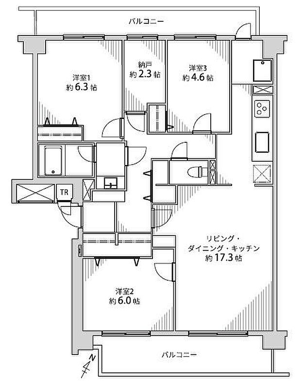 枚方東山ガーデンハウス(3SLDK) 1階の間取り図