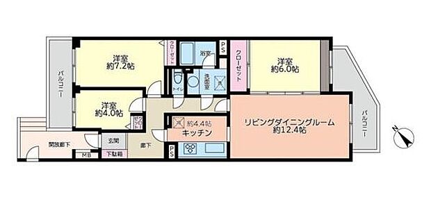 ライネスハイム京急富岡(3LDK) 2階の間取り図