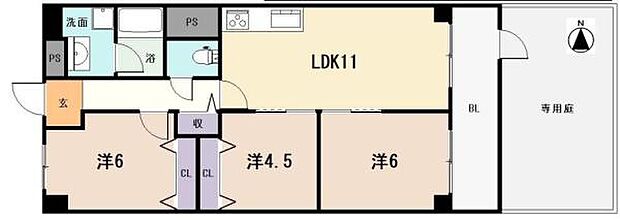 第2茨木ビューハイツ7号棟(3LDK) 1階の内観