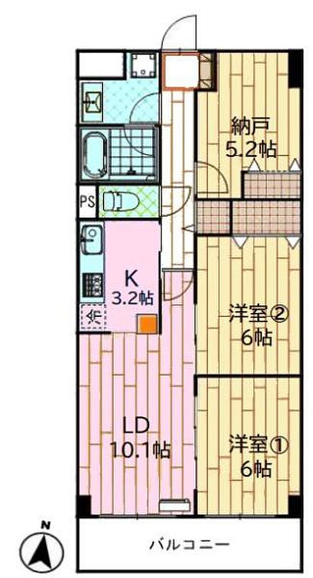 グラン・ドムール松戸(2SLDK) 4階の間取り図