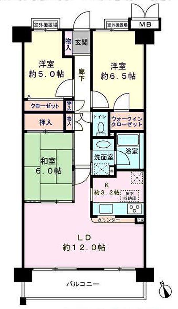 フェアパーク松戸六高台なみ木の街(3LDK) 2階の間取り図