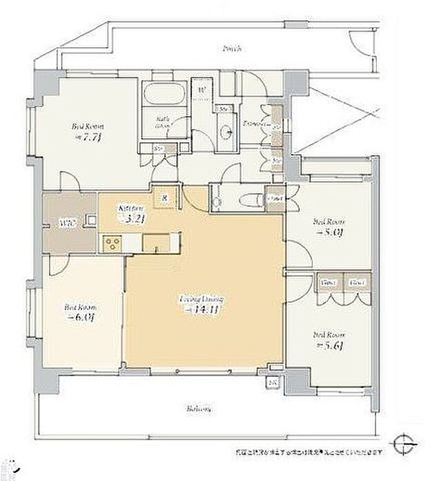 サンクタス戸塚ラフィーネ(4LDK) 5階の間取り図