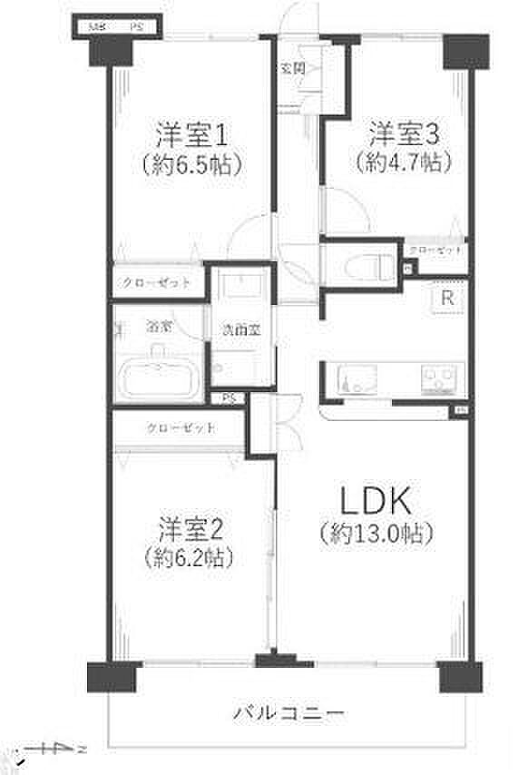 クリオ川崎六番館(3LDK) 6階の間取り図