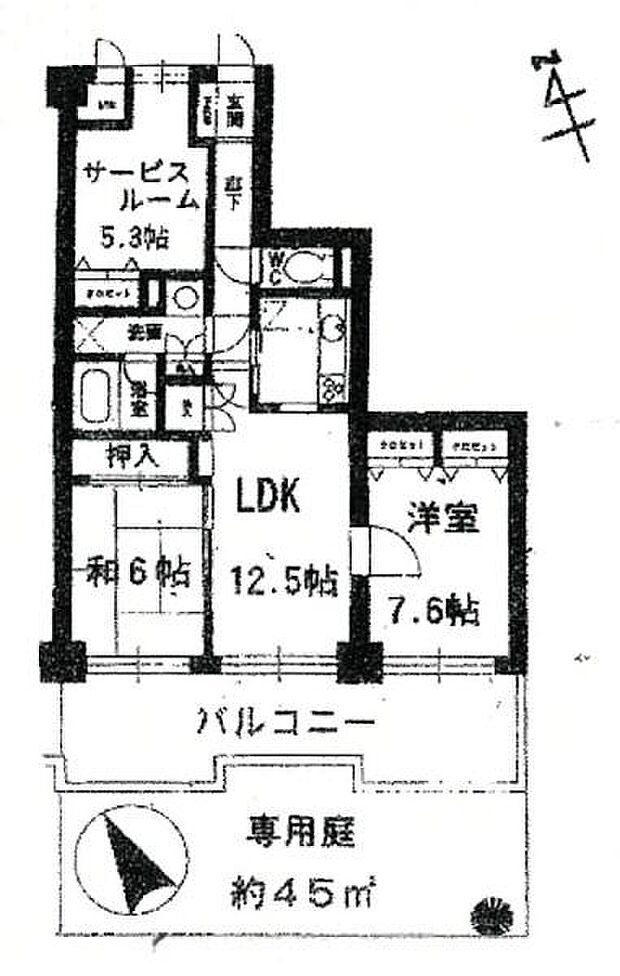 グリーンキャピタル久喜(2LDK) 1階の間取り図