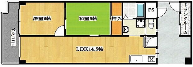 メガロコープ平野第2号棟(2LDK) 11階の間取り図
