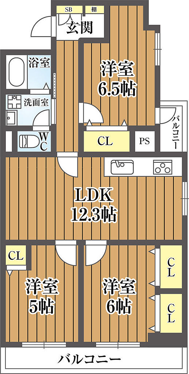 キャピタル西長堀(3LDK) 7階の内観