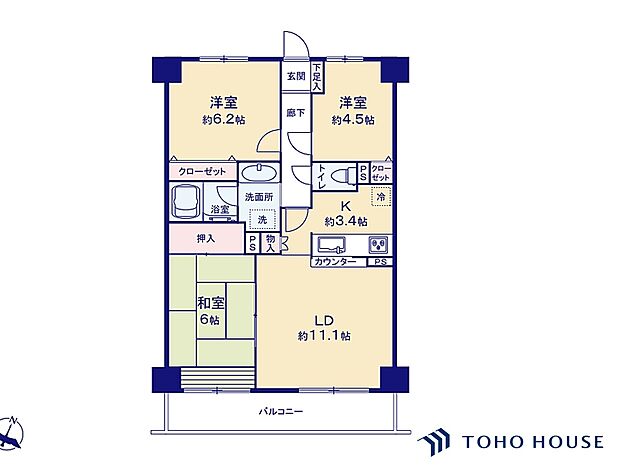 サンクレスト浦和(3LDK) 11階の間取り図
