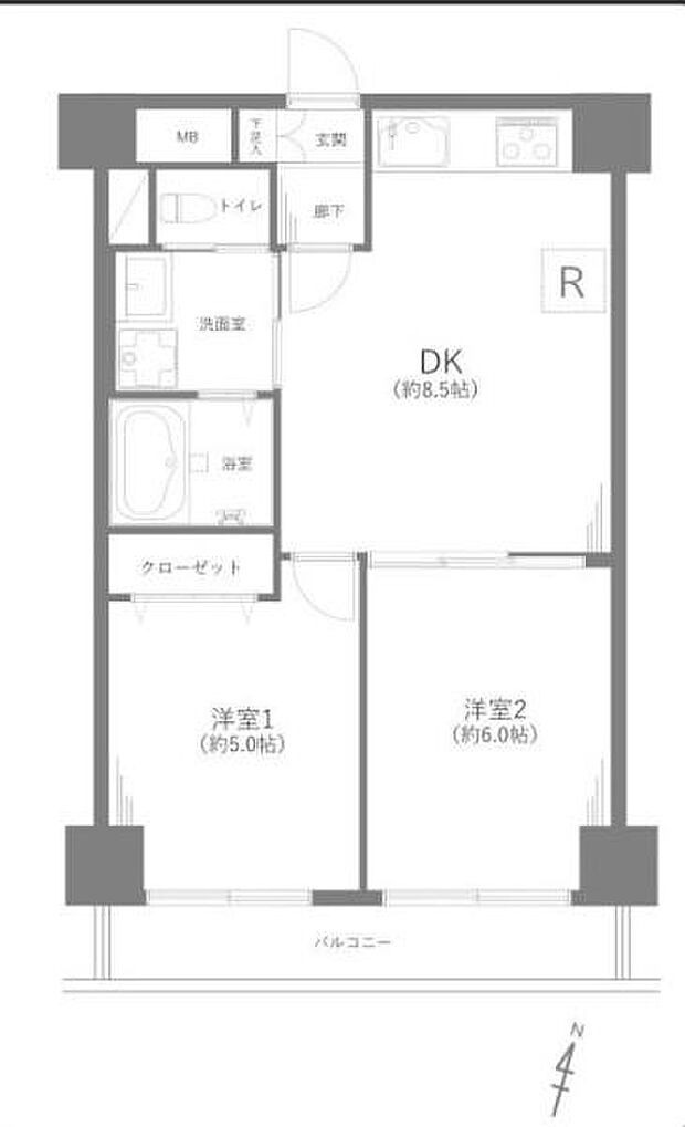 東松山マンション(2DK) 5階の内観