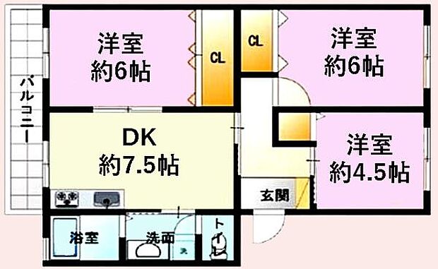 藤和千草台コープＡ棟(3DK) 2階の内観