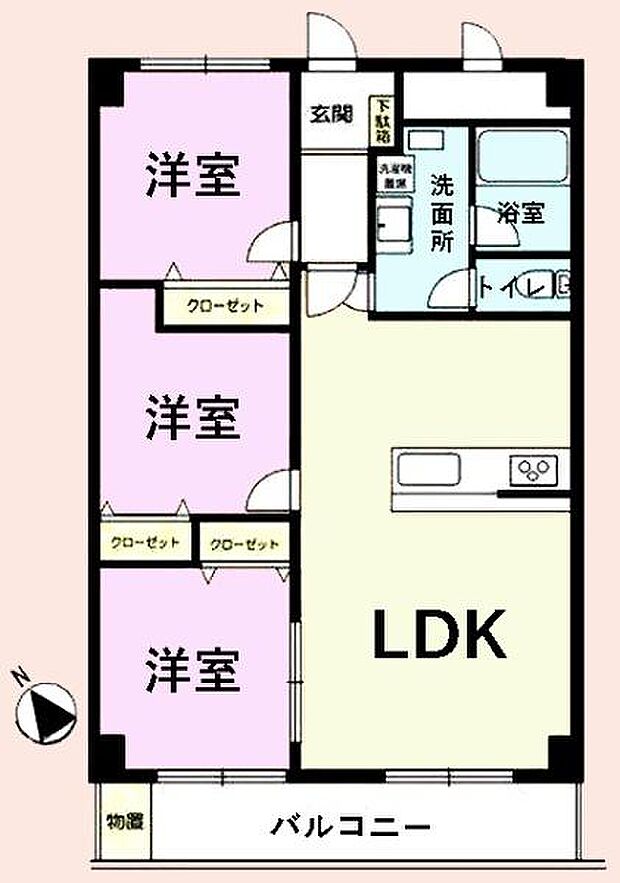 東建検見川マンションＢ棟(3LDK) 9階の内観