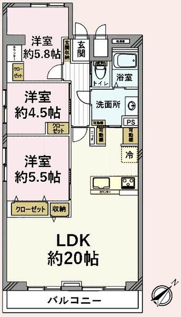 検見川パークハウスA(3LDK) 10階の間取り図