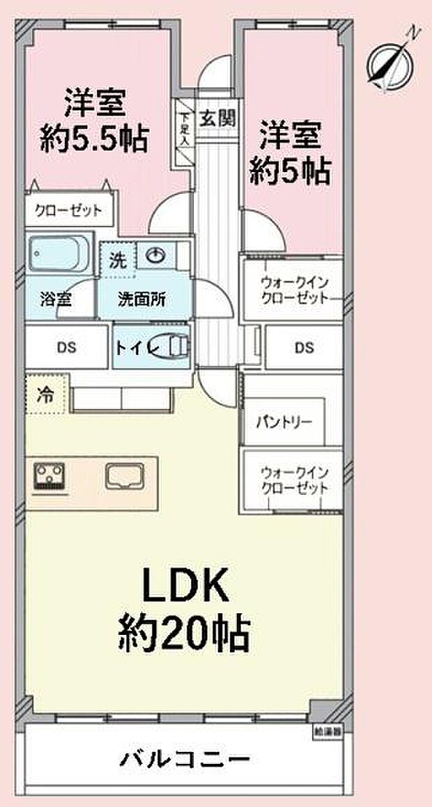 千葉ガーデンタウンＢ棟(2LDK) 4階の間取り図