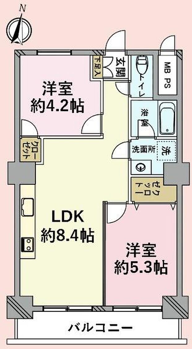 MGエクセリア蘇我(2LDK) 5階の間取り図