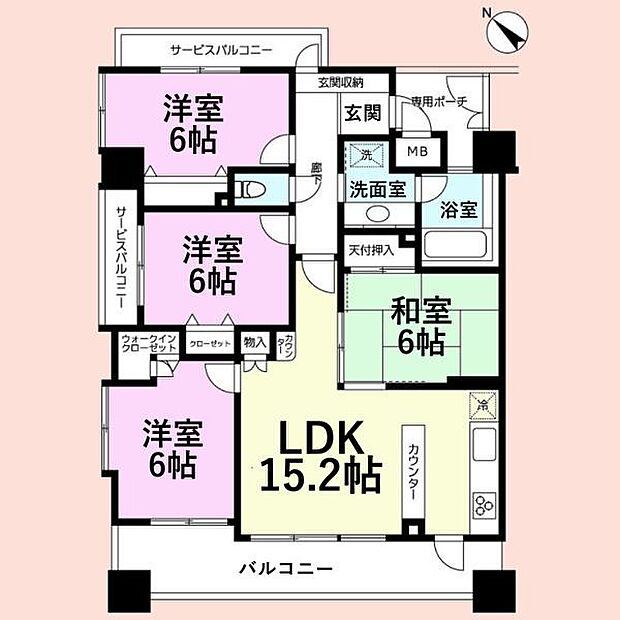 ダイアパレスライベックスタワー八幡宿(3LDK) 12階の間取り図